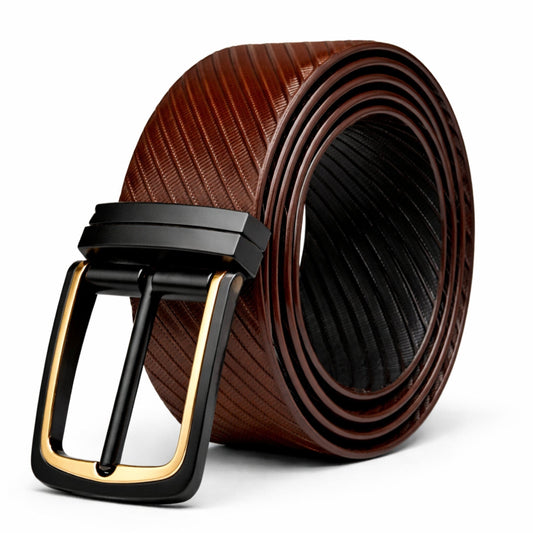THE MEN THING Leather Belts NOIRWAVE BROWN - Premium Genuine Leather Reversible Belt for Men & Boys | Durable & Stylish for Everyday Wear