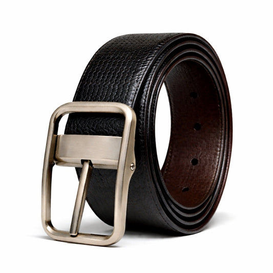 THE MEN THING Leather Belts NOIRX BLACK - Premium Genuine Leather Reversible Belt for Men & Boys | Durable & Stylish for Everyday Wear