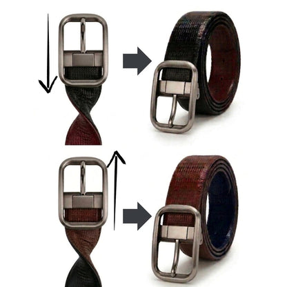 THE MEN THING Leather Belts NOIRX BLACK - Premium Genuine Leather Reversible Belt for Men & Boys | Durable & Stylish for Everyday Wear