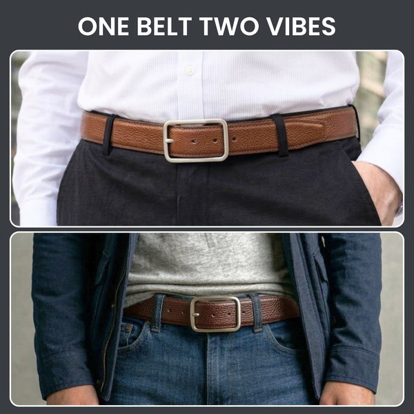Mens Genuine Leather Belt | 2 in 1 Reversible (Brown & Black) (1 Pc.) - NOIRX