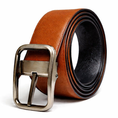 THE MEN THING Leather Belts ONYX IGNITE BROWN - Premium Genuine Leather Reversible Belt for Men & Boys | Durable & Stylish for Everyday Wear