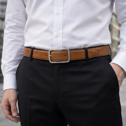 THE MEN THING Leather Belts ONYX IGNITE BROWN - Premium Genuine Leather Reversible Belt for Men & Boys | Durable & Stylish for Everyday Wear