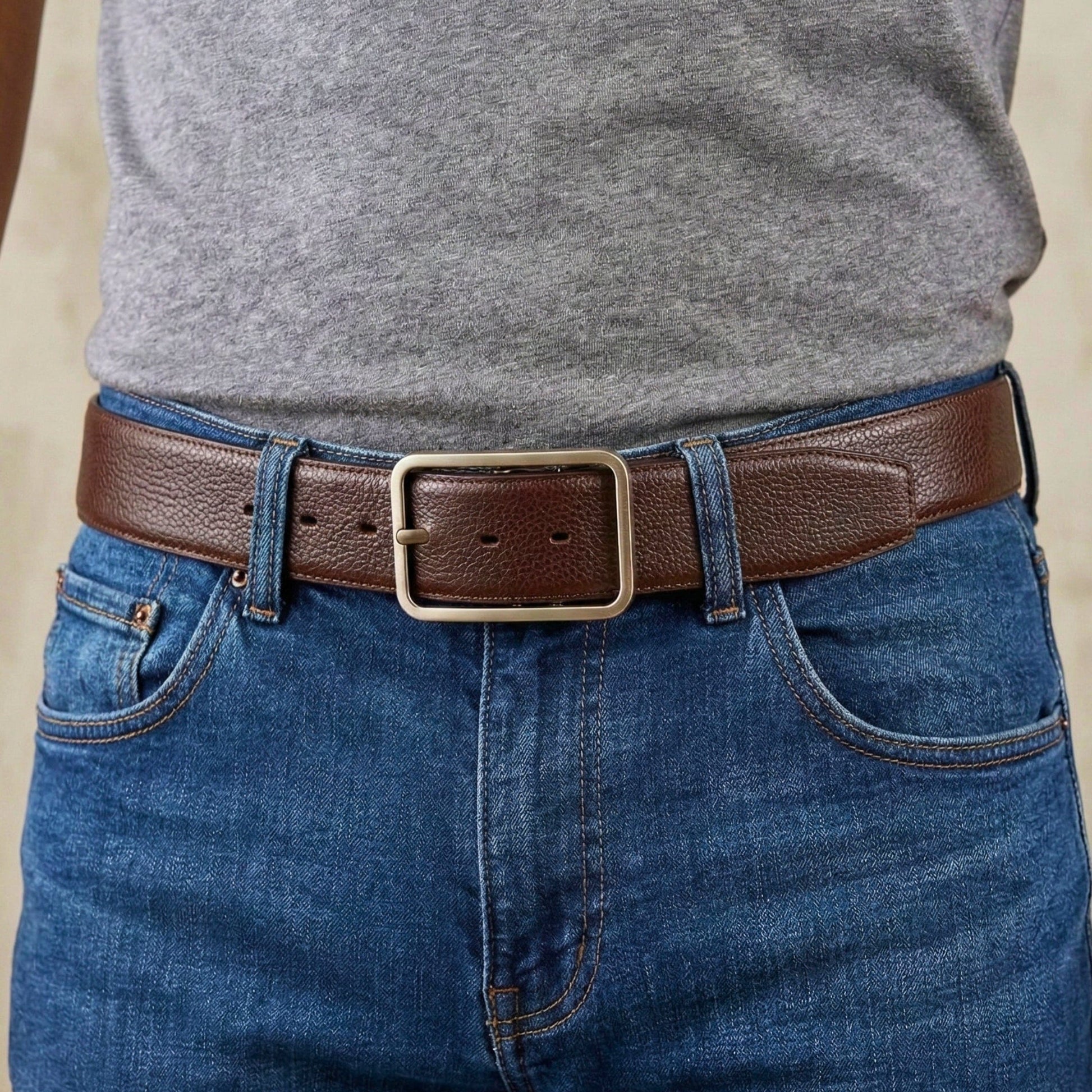 THE MEN THING Leather Belts ONYX PEBBLE  BROWN - Premium Genuine Leather Reversible Belt for Men & Boys | Durable & Stylish for Everyday Wear