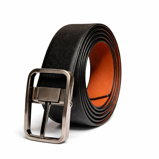 THE MEN THING Leather Belts ONYXCORE BLACK - Premium Genuine Leather Reversible Belt for Men & Boys | Durable & Stylish for Everyday Wear