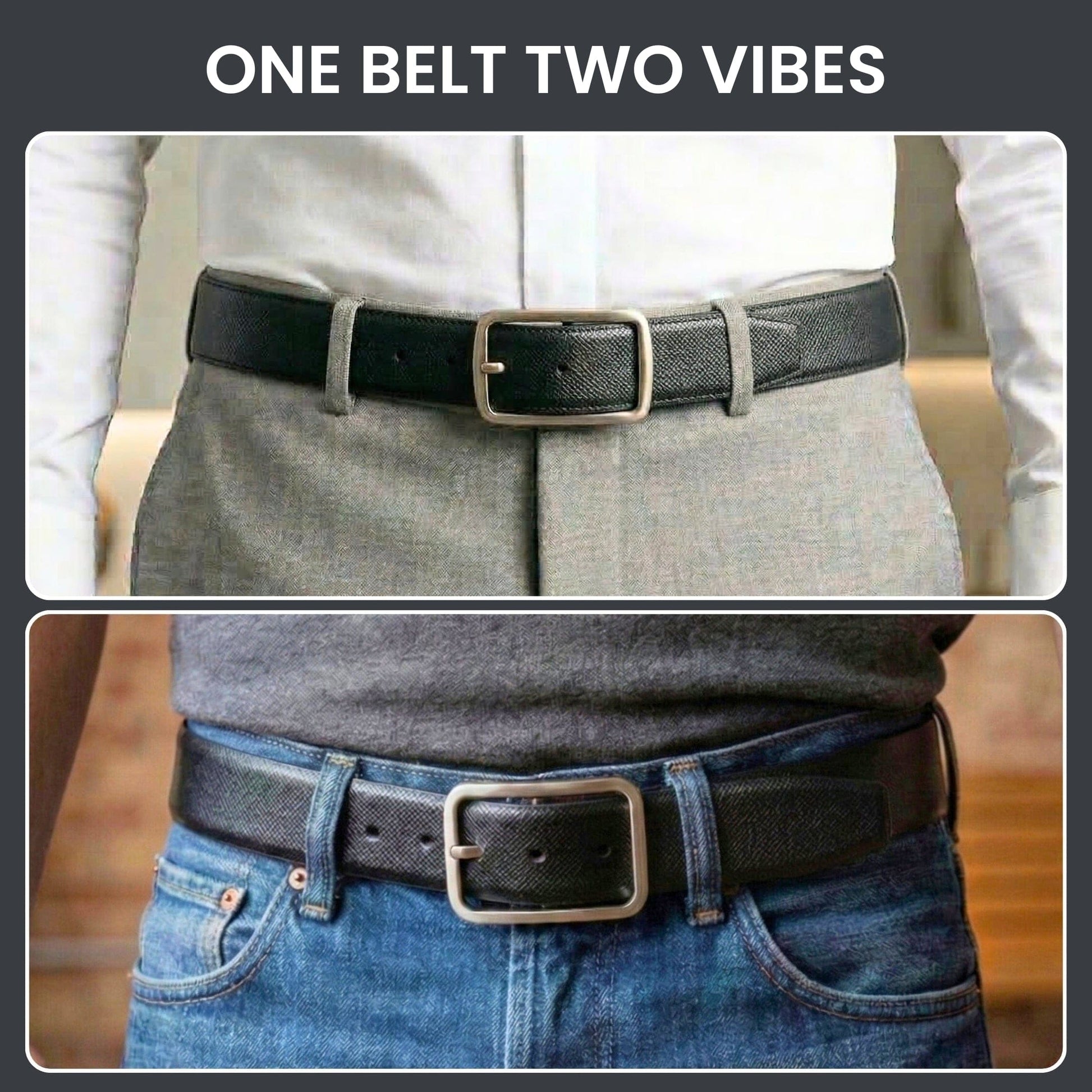 THE MEN THING Leather Belts ONYXCORE BLACK - Premium Genuine Leather Reversible Belt for Men & Boys | Durable & Stylish for Everyday Wear