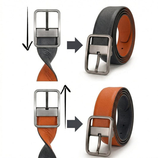 THE MEN THING Leather Belts ONYXCORE BLACK - Premium Genuine Leather Reversible Belt for Men & Boys | Durable & Stylish for Everyday Wear