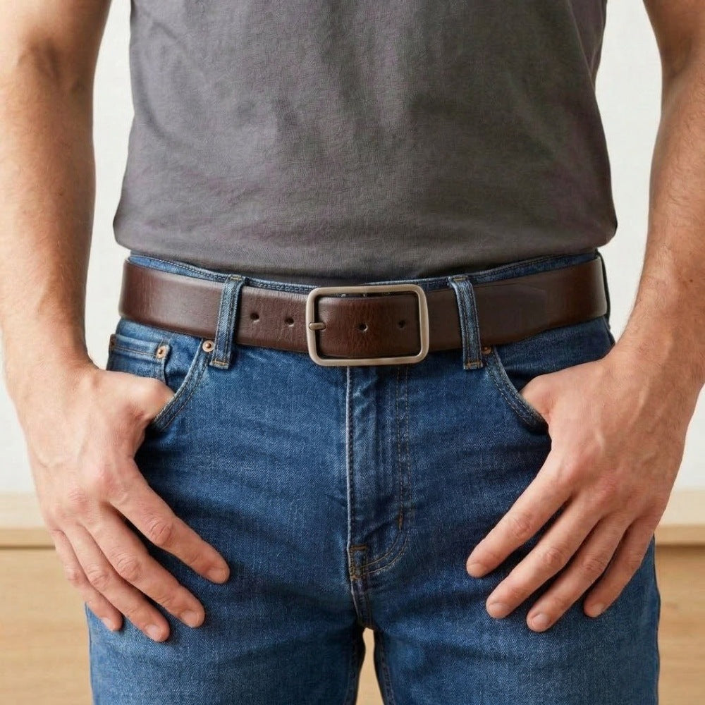 THE MEN THING Leather Belts PRIMEDUAL BROWN - Premium Genuine Leather Reversible Belt for Men & Boys | Durable & Stylish for Everyday Wear