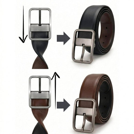 THE MEN THING Leather Belts PRIMEDUAL BROWN - Premium Genuine Leather Reversible Belt for Men & Boys | Durable & Stylish for Everyday Wear