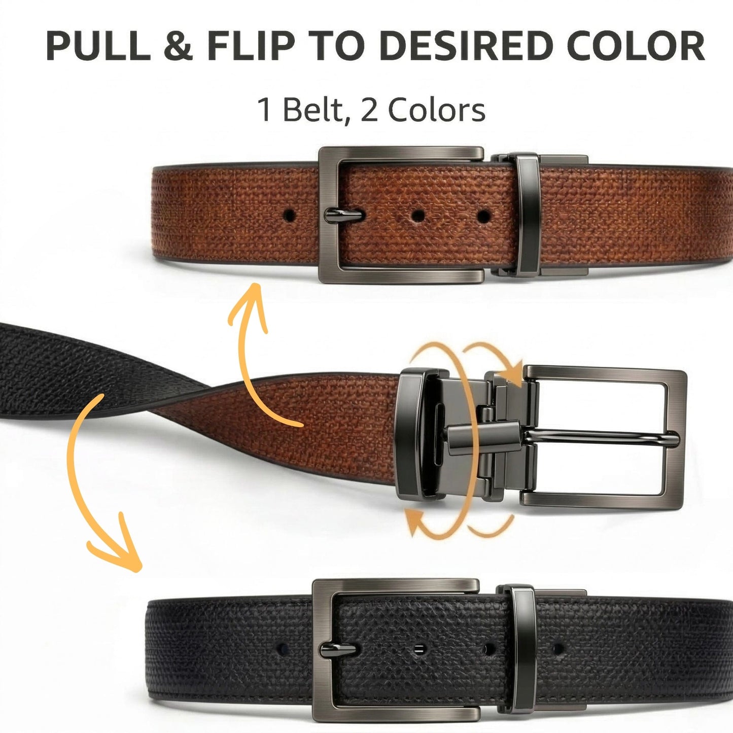 THE MEN THING Leather Belts RAVENFORCE BLACK - Premium Genuine Leather Reversible Belt for Men & Boys | Durable & Stylish for Everyday Wear