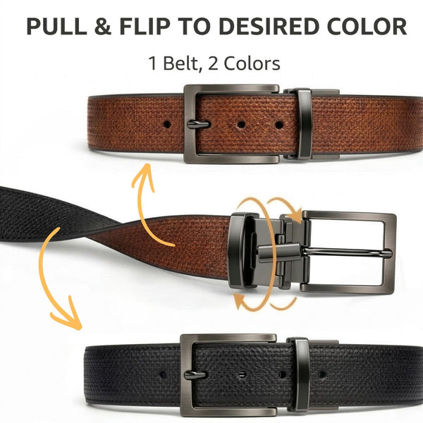 RAVENFORCE BLACK - Premium Genuine Leather Reversible Belt for Men & Boys | Durable & Stylish for Everyday Wear