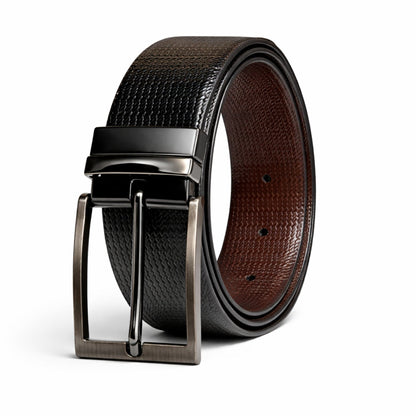 THE MEN THING Leather Belts RAVENFORCE BLACK - Premium Genuine Leather Reversible Belt for Men & Boys | Durable & Stylish for Everyday Wear