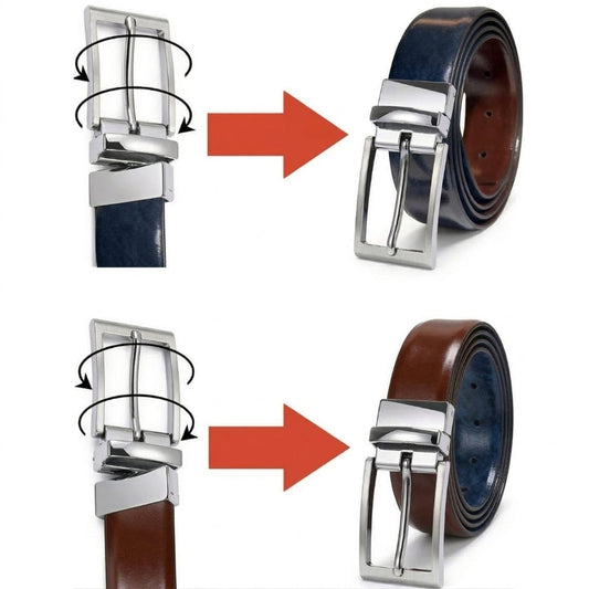 THE MEN THING Leather Belts REVANO BROWN - Premium Genuine Leather Reversible Belt for Men & Boys | Durable & Stylish for Everyday Wear