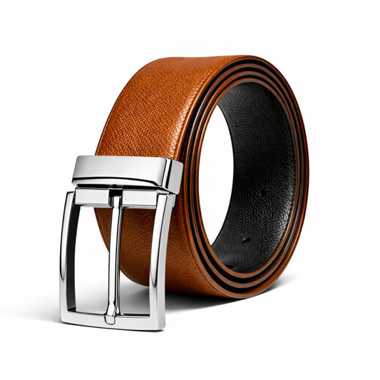 THE MEN THING Leather Belts REVOLT EDGE BROWN - Premium Genuine Leather Reversible Belt for Men & Boys | Durable & Stylish for Everyday Wear