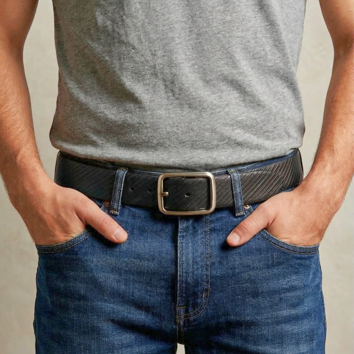 THE MEN THING Leather Belts STRATA NOIR BLACK - Premium Genuine Leather Reversible Belt for Men & Boys | Durable & Stylish for Everyday Wear