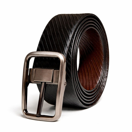 THE MEN THING Leather Belts STRATA NOIR BLACK - Premium Genuine Leather Reversible Belt for Men & Boys | Durable & Stylish for Everyday Wear