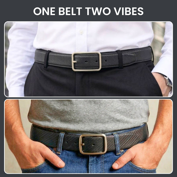 Mens Genuine Leather Belt | 2 in 1 Reversible (Black & Brown) (1 Pc.) - STRATA NOIR