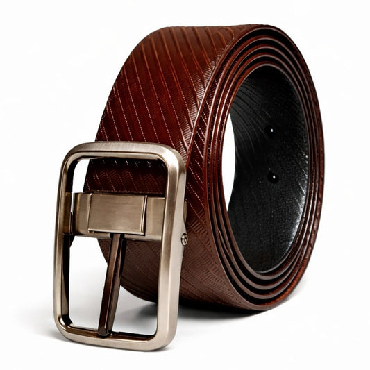 THE MEN THING Leather Belts STRATA NOIR BROWN - Premium Genuine Leather Reversible Belt for Men & Boys | Durable & Stylish for Everyday Wear