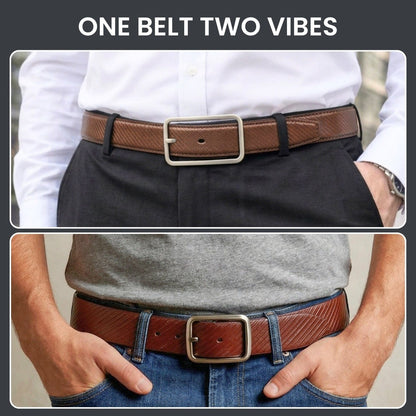 THE MEN THING Leather Belts STRATA NOIR BROWN - Premium Genuine Leather Reversible Belt for Men & Boys | Durable & Stylish for Everyday Wear