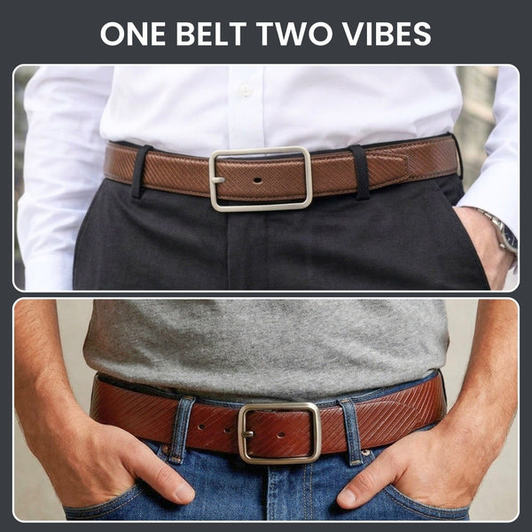 Mens Genuine Leather Belt | 2 in 1 Reversible (Brown & Black) (1 Pc.) - STRATA NOIR