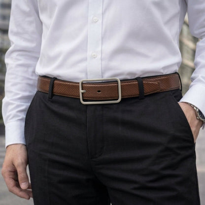 THE MEN THING Leather Belts STRATA NOIR BROWN - Premium Genuine Leather Reversible Belt for Men & Boys | Durable & Stylish for Everyday Wear