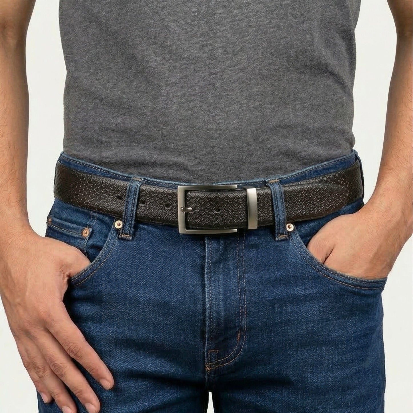 THE MEN THING Leather Belts STRIVO BLACK - Premium Genuine Leather Reversible Belt for Men & Boys | Durable & Stylish for Everyday Wear