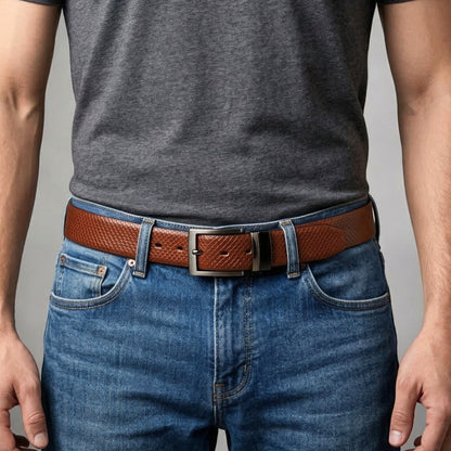 THE MEN THING Leather Belts STYLON BROWN - Premium Genuine Leather Reversible Belt for Men & Boys | Durable & Stylish for Everyday Wear