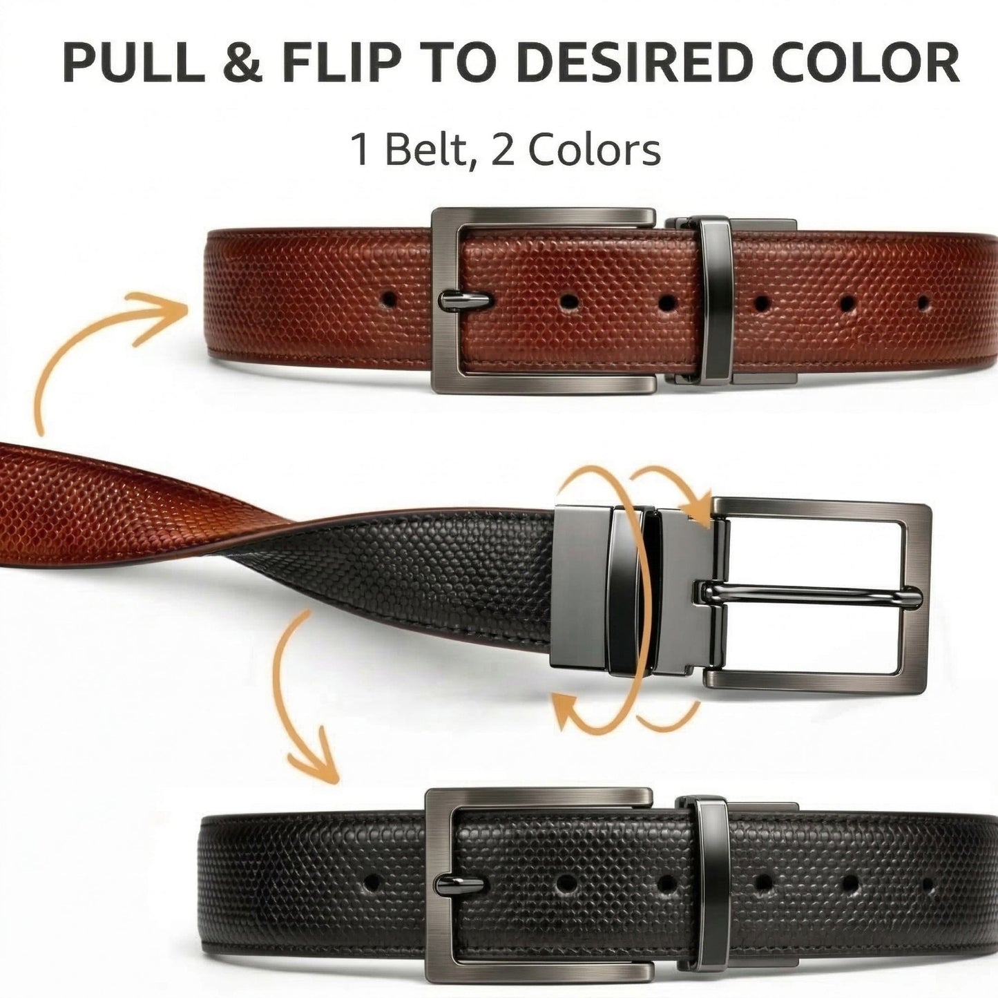 THE MEN THING Leather Belts STYLON BROWN - Premium Genuine Leather Reversible Belt for Men & Boys | Durable & Stylish for Everyday Wear