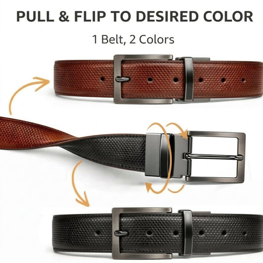 THE MEN THING Leather Belts STYLON BROWN - Premium Genuine Leather Reversible Belt for Men & Boys | Durable & Stylish for Everyday Wear
