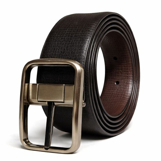 THE MEN THING Leather Belts TANERO BLACK - Premium Genuine Leather Reversible Belt for Men & Boys | Durable & Stylish for Everyday Wear