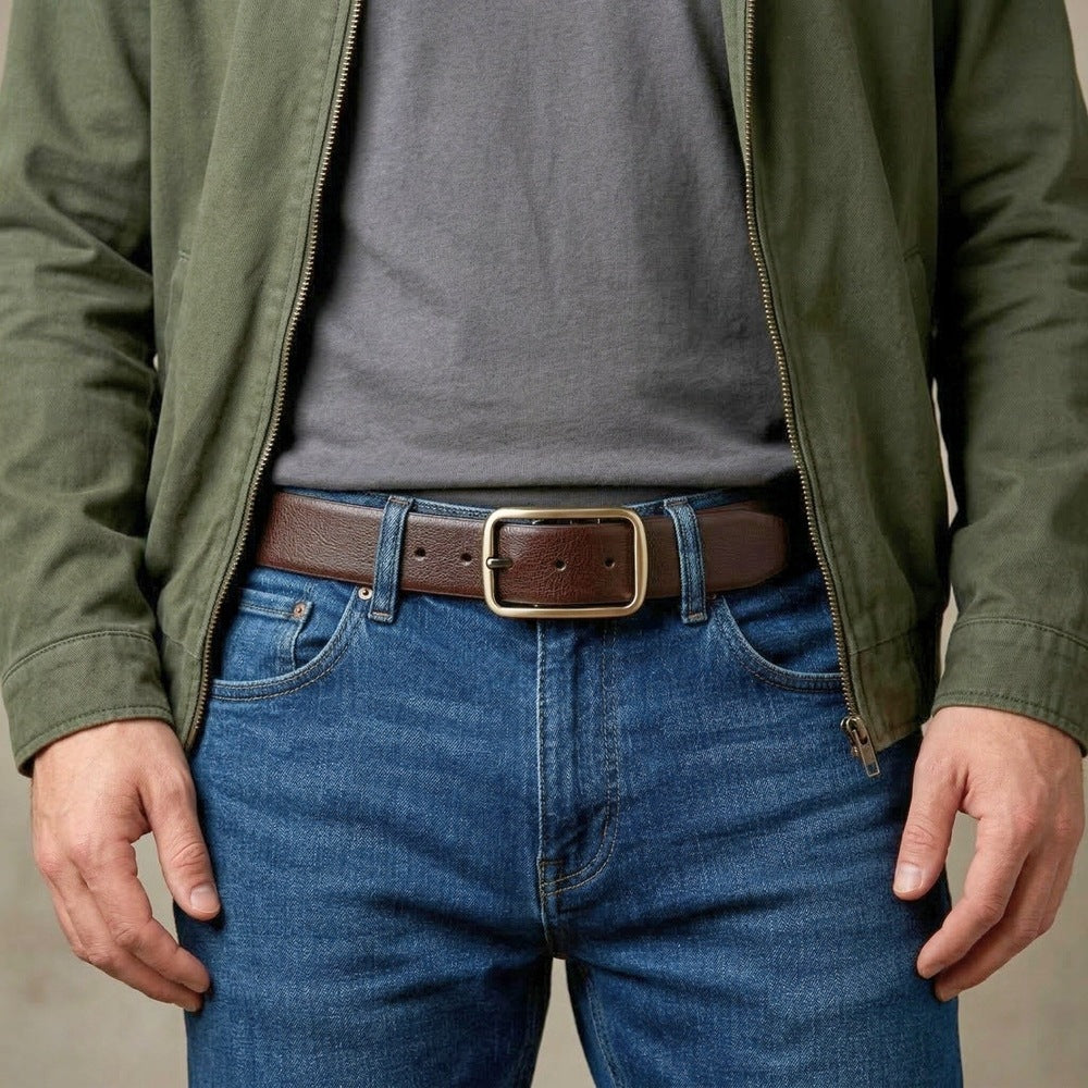 THE MEN THING Leather Belts TANERO BROWN - Premium Genuine Leather Reversible Belt for Men & Boys | Durable & Stylish for Everyday Wear