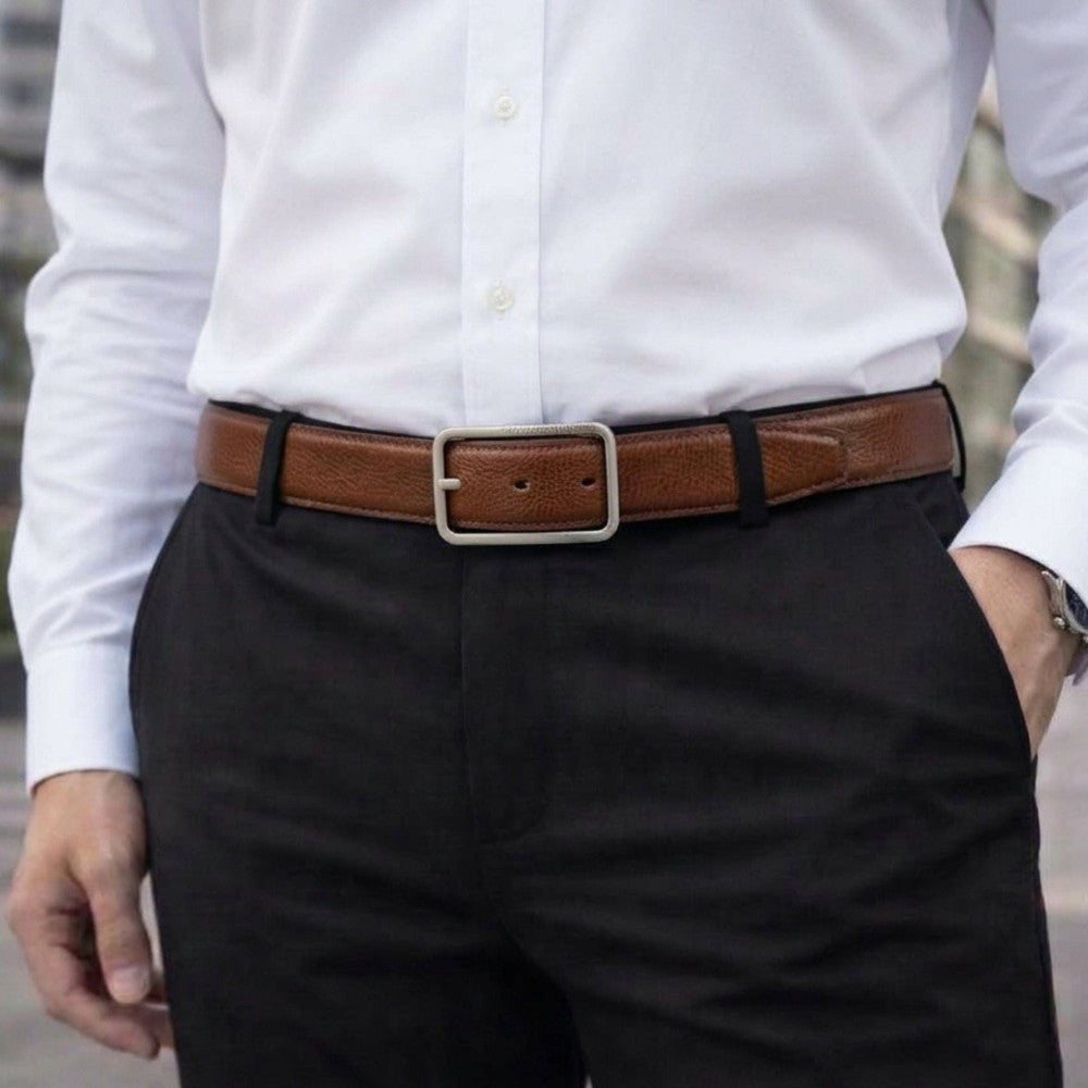 THE MEN THING Leather Belts TANERO BROWN - Premium Genuine Leather Reversible Belt for Men & Boys | Durable & Stylish for Everyday Wear