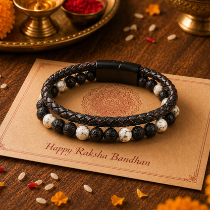 THE MEN THING Leather Belts The Perfect Rakhi Gift For Every Brother – DARK AGE STYLE - Premium Leather Bracelets With Timeless Style (7inch)