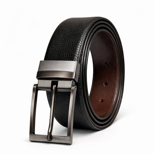 THE MEN THING Leather Belts TORZEN BLACK - Premium Genuine Leather Reversible Belt for Men & Boys | Durable & Stylish for Everyday Wear