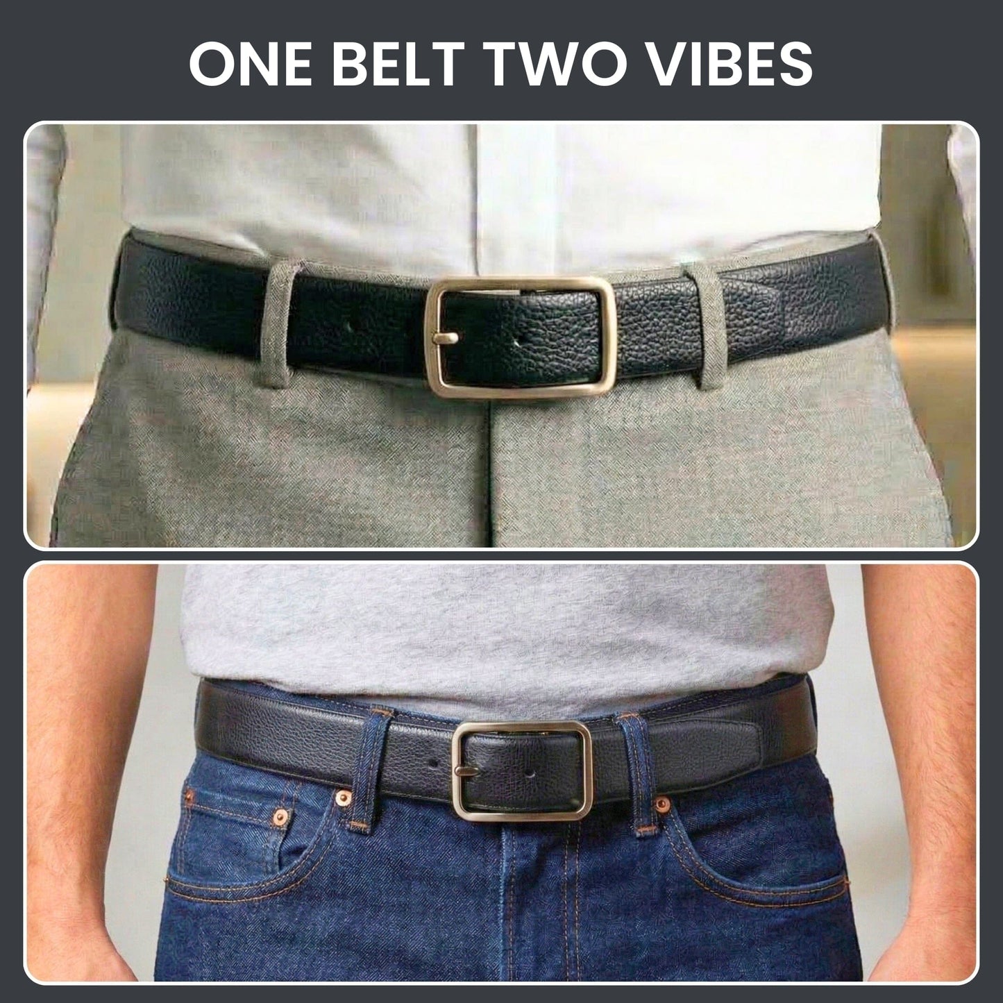 THE MEN THING Leather Belts URBAN EMPEROR BLACK - Premium Genuine Leather Reversible Belt for Men & Boys | Durable & Stylish for Everyday Wear