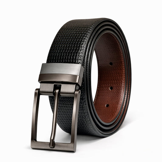 THE MEN THING Leather Belts VALTOR BLACK - Premium Genuine Leather Reversible Belt for Men & Boys | Durable & Stylish for Everyday Wear