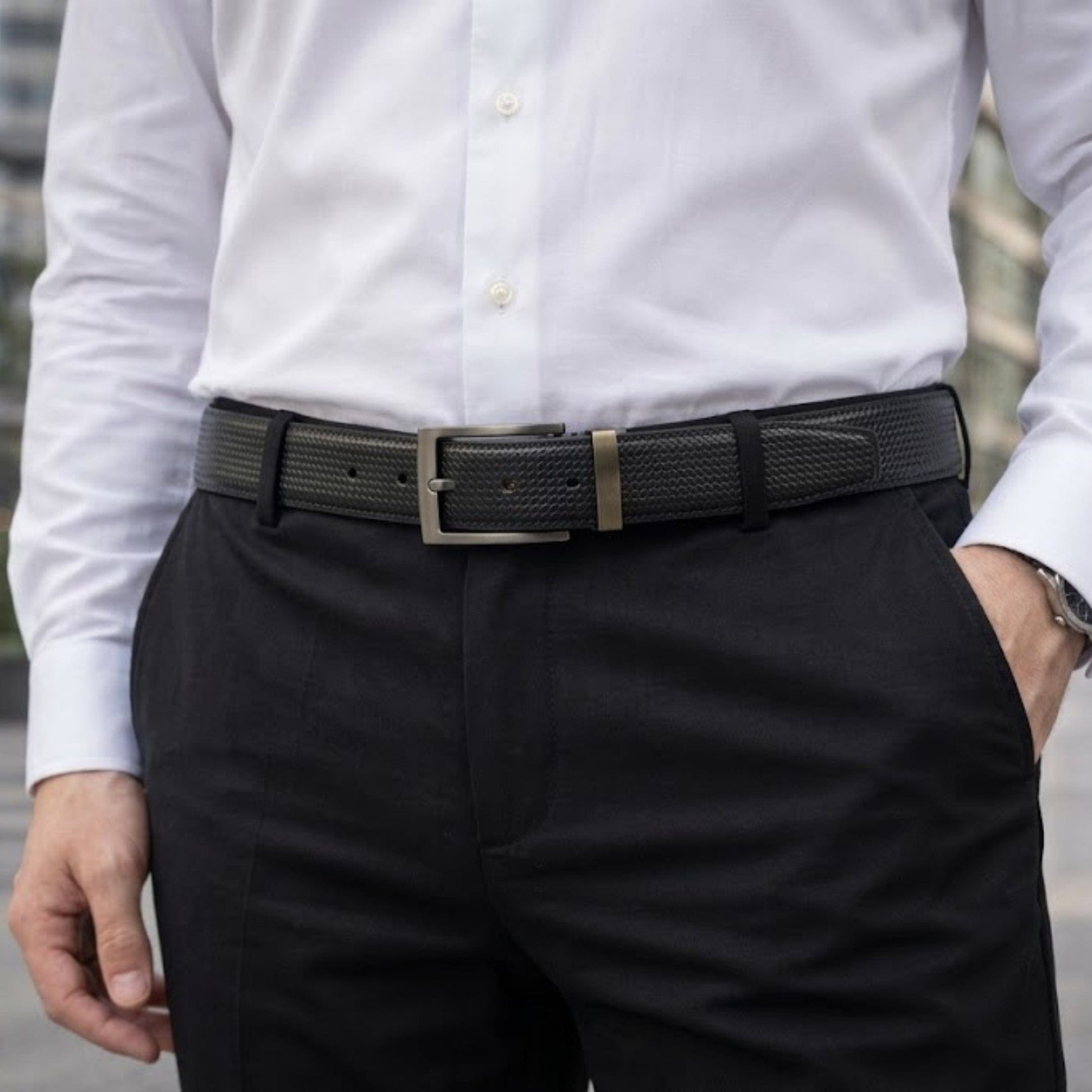 THE MEN THING Leather Belts VALTOR BLACK - Premium Genuine Leather Reversible Belt for Men & Boys | Durable & Stylish for Everyday Wear