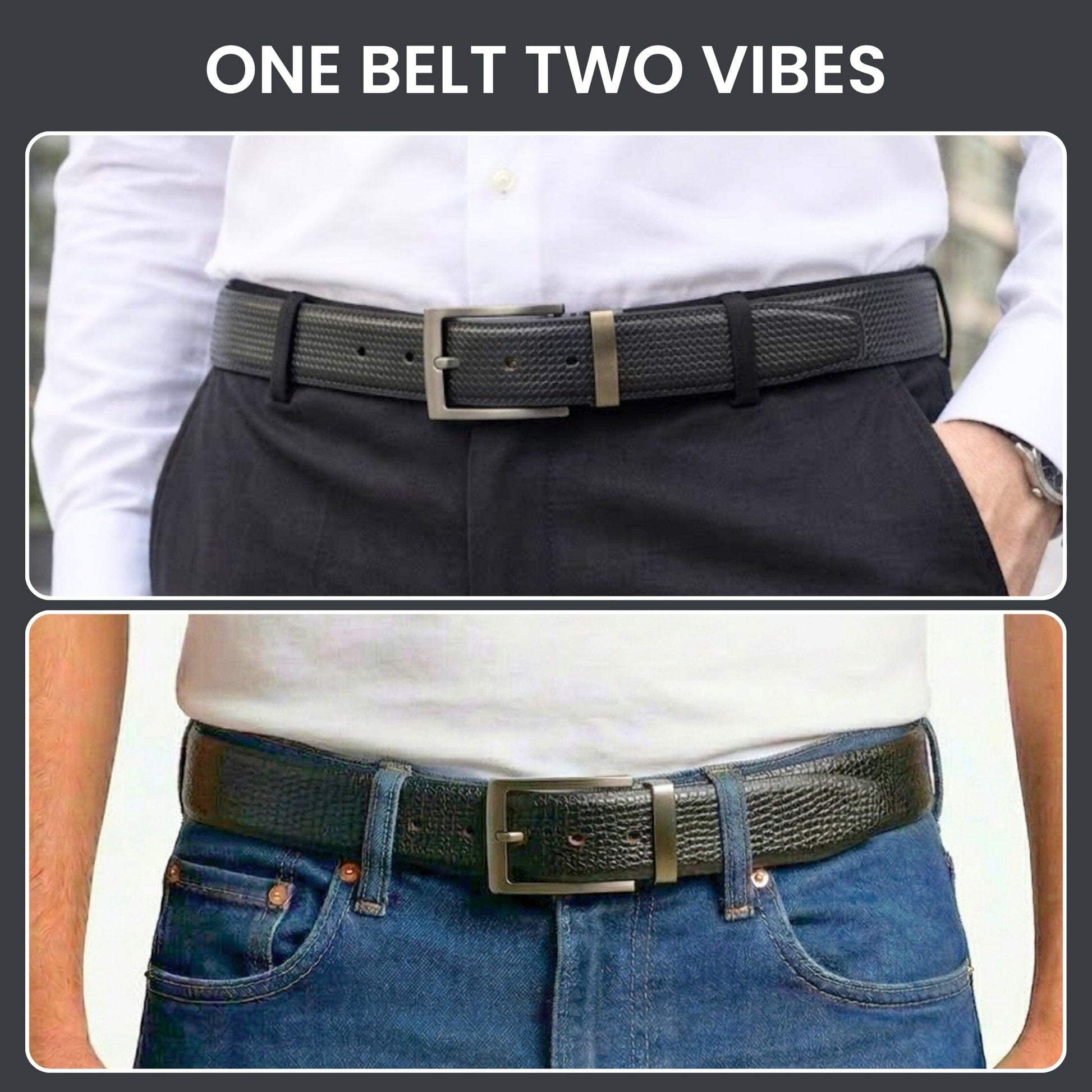 THE MEN THING Leather Belts VALTOR BLACK - Premium Genuine Leather Reversible Belt for Men & Boys | Durable & Stylish for Everyday Wear