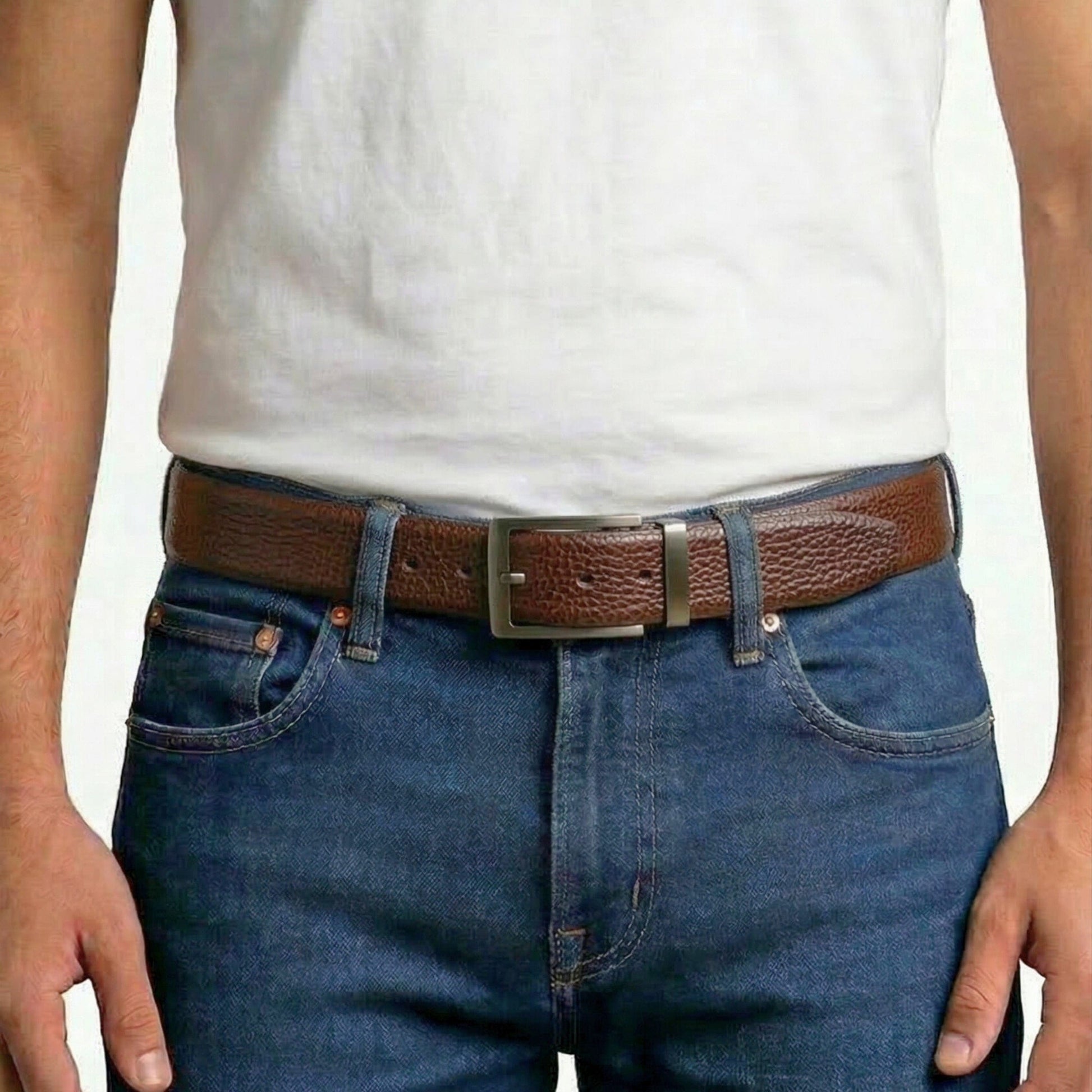 THE MEN THING Leather Belts VALTOR BROWN - Premium Genuine Leather Reversible Belt for Men & Boys | Durable & Stylish for Everyday Wear