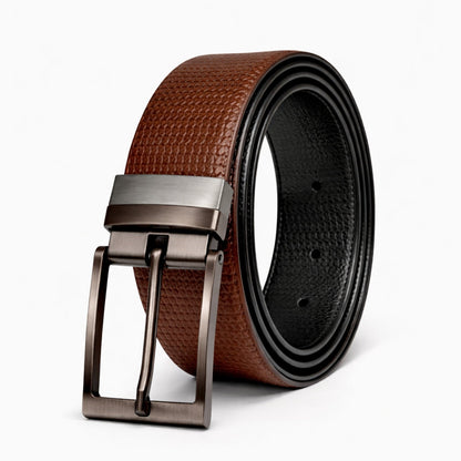 THE MEN THING Leather Belts VALTOR BROWN - Premium Genuine Leather Reversible Belt for Men & Boys | Durable & Stylish for Everyday Wear