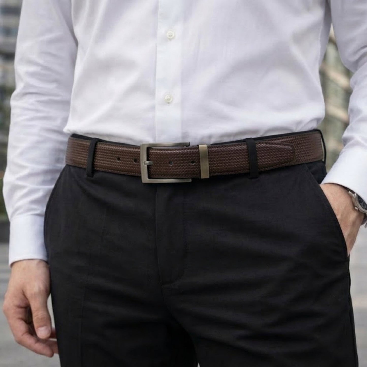 THE MEN THING Leather Belts VALTOR BROWN - Premium Genuine Leather Reversible Belt for Men & Boys | Durable & Stylish for Everyday Wear