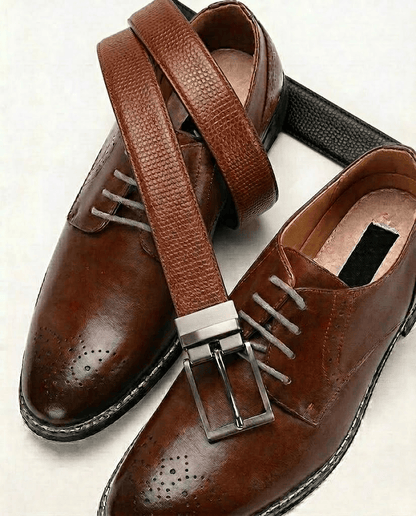 THE MEN THING Leather Belts VALTOR BROWN - Premium Genuine Leather Reversible Belt for Men & Boys | Durable & Stylish for Everyday Wear