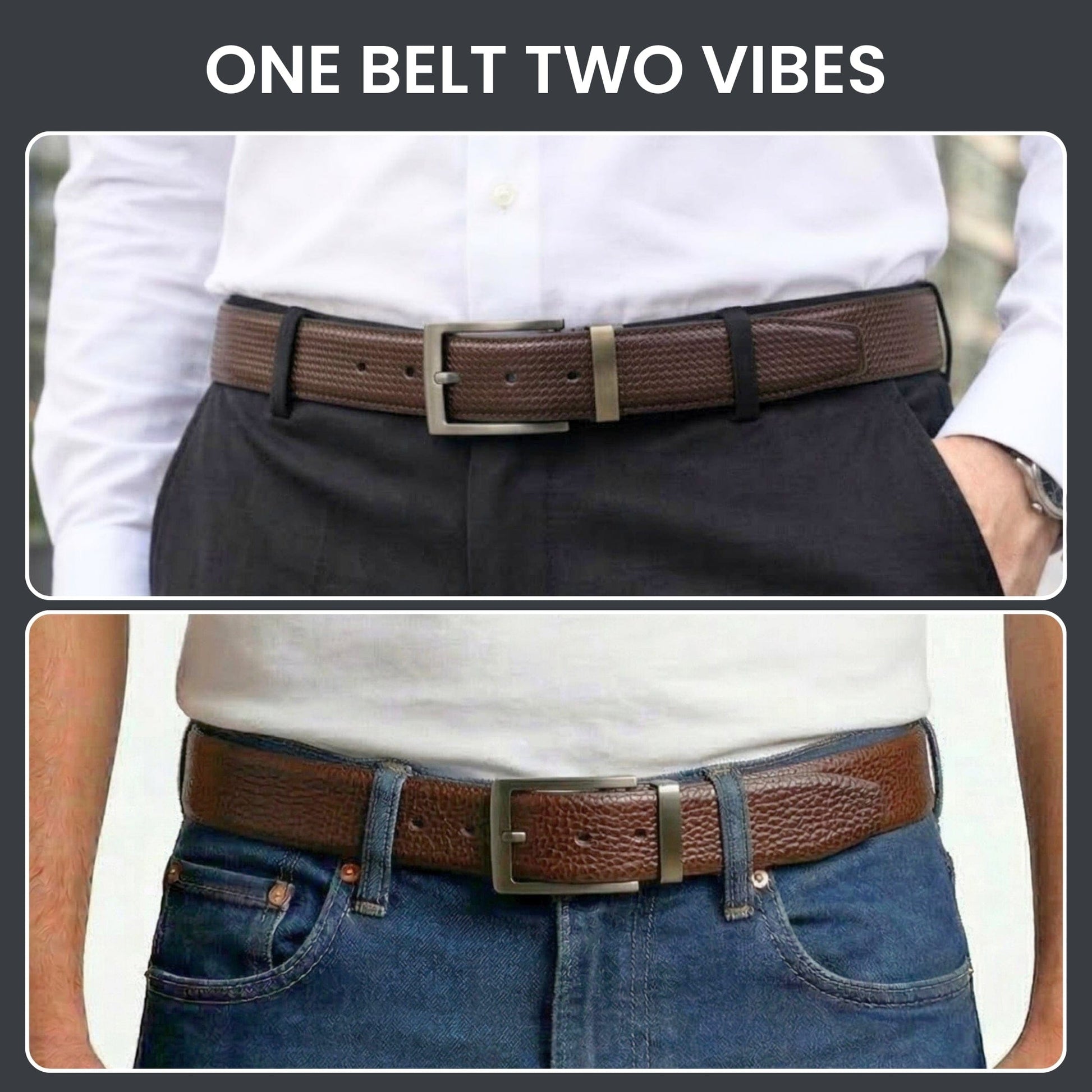 THE MEN THING Leather Belts VALTOR BROWN - Premium Genuine Leather Reversible Belt for Men & Boys | Durable & Stylish for Everyday Wear