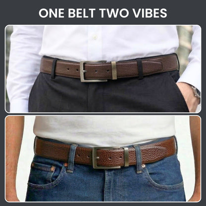 THE MEN THING Leather Belts VALTOR BROWN - Premium Genuine Leather Reversible Belt for Men & Boys | Durable & Stylish for Everyday Wear