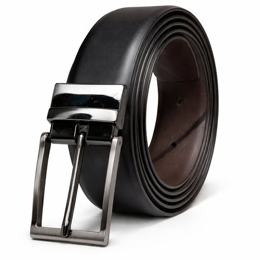 THE MEN THING Leather Belts VANTHOR BLACK - Premium Genuine Leather Reversible Belt for Men & Boys | Durable & Stylish for Everyday Wear