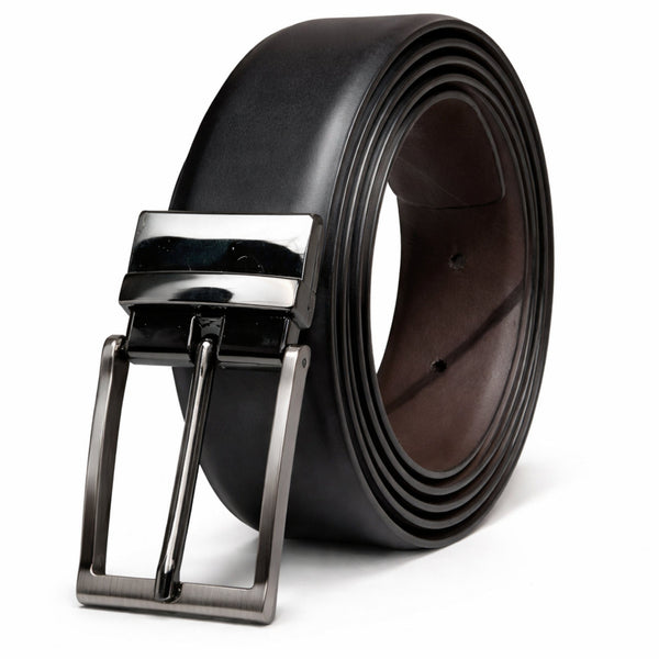 VANTHOR BLACK - Premium Genuine Leather Reversible Belt for Men & Boys | Durable & Stylish for Everyday Wear