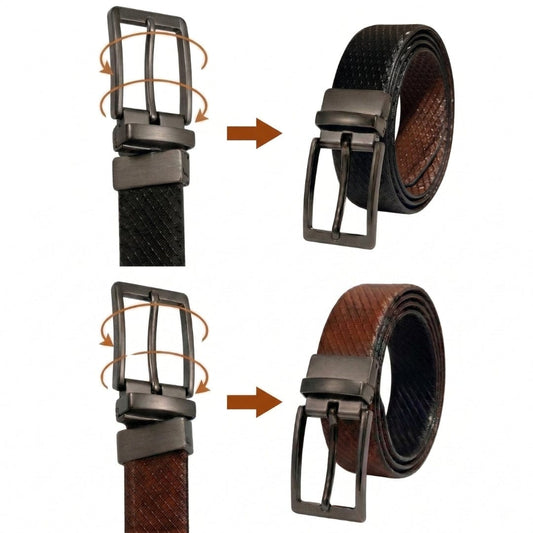 THE MEN THING Leather Belts VELIXO BROWN - Premium Genuine Leather Reversible Belt for Men & Boys | Durable & Stylish for Everyday Wear
