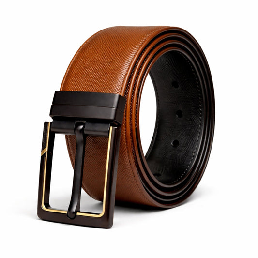 THE MEN THING Leather Belts VELTORA BROWN - Premium Genuine Leather Reversible Belt for Men & Boys | Durable & Stylish for Everyday Wear