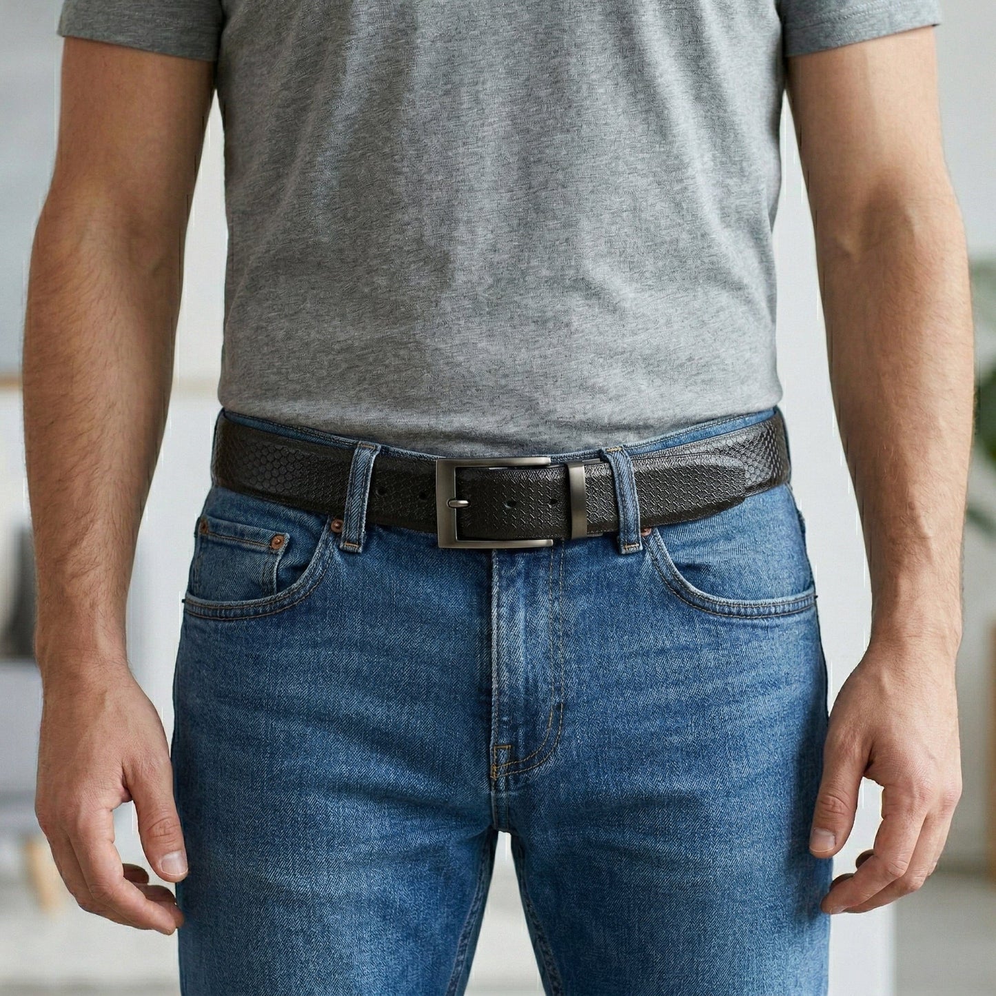THE MEN THING Leather Belts VELTRON BLACK - Premium Genuine Leather Reversible Belt for Men & Boys | Durable & Stylish for Everyday Wear