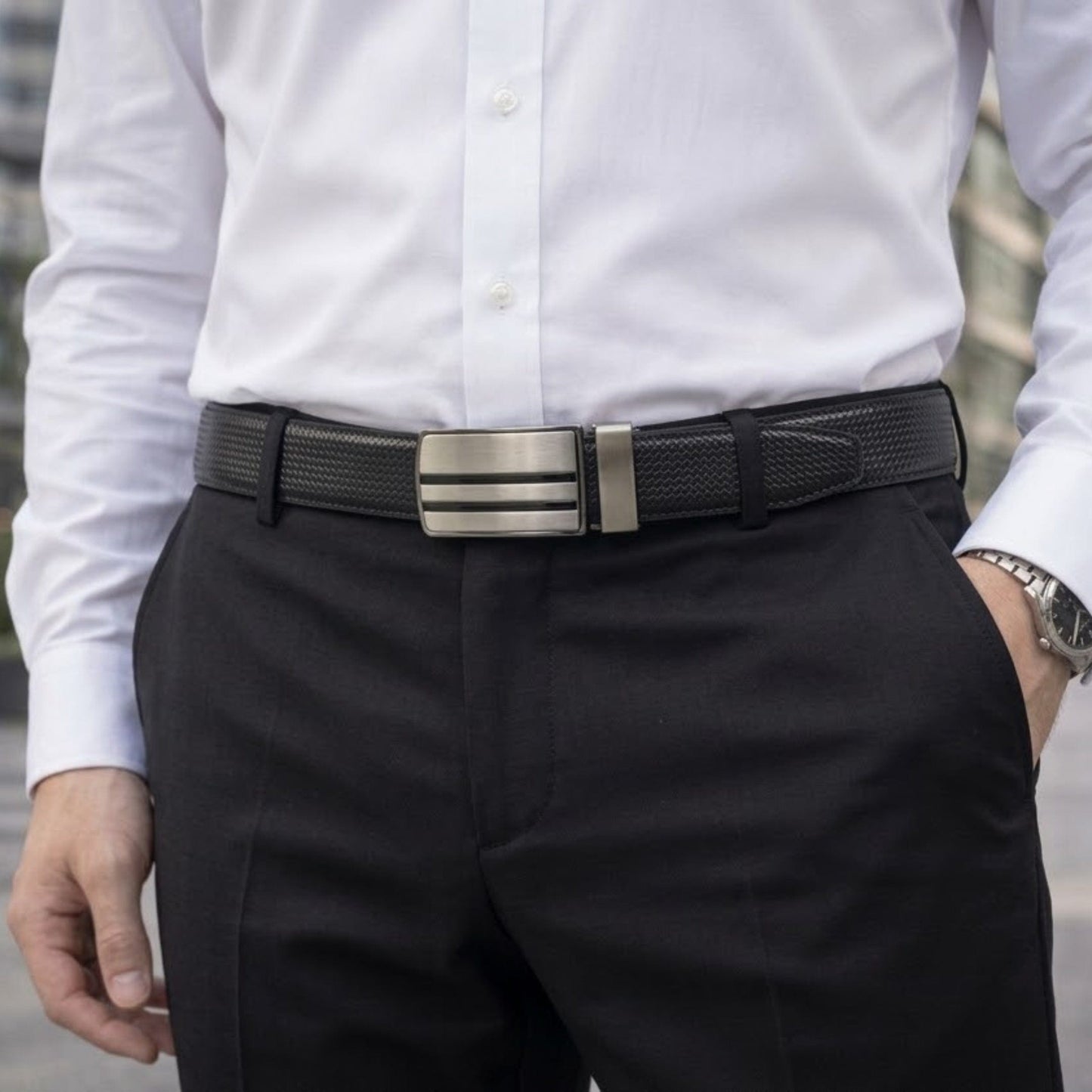 THE MEN THING Leather Belts VERSA BLACK - Premium Genuine Leather Reversible Belt | Durable & Stylish for Everyday Wear (Size : 31-44)