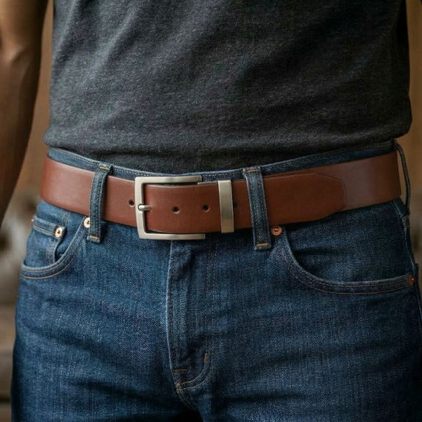 Mens Genuine Leather Belt | 2 in 1 Reversible (Brown & Black) (1 Pc.) - VEXARO